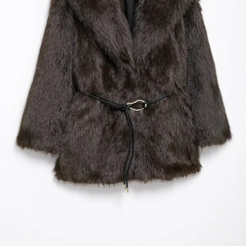 Elegant Lapel Imitation Fur Coat European Style - Image 4