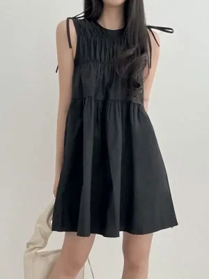Summer Vintage Knot Belt A-Line Dress