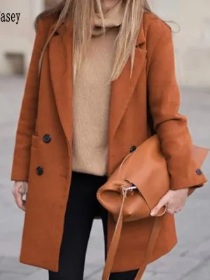 Autumn Winter Double Breasted Long Coat