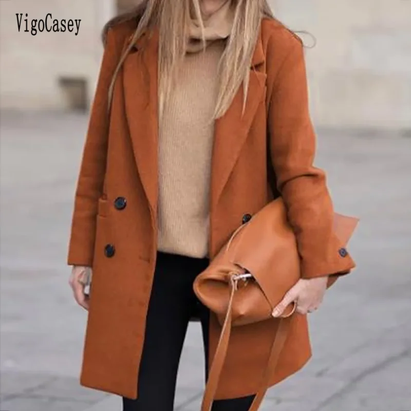 Autumn Winter Double Breasted Long Coat