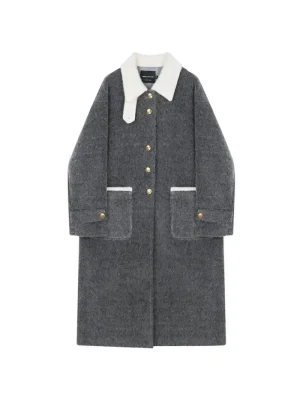 Chic Wool-Blend Color Collision Coat