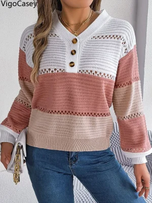 Women Hollow Knit Sweater