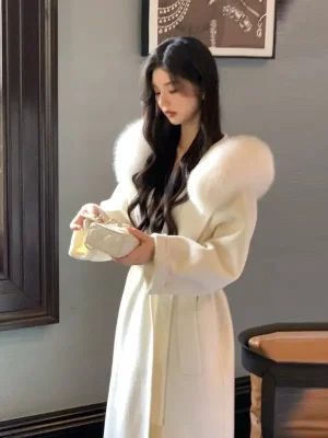 Winter Mid-Length Wool Trench Coat