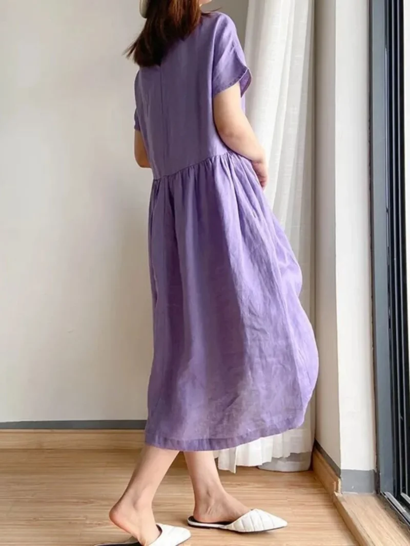 Women’s Summer Breathable Linen Dress - Image 3