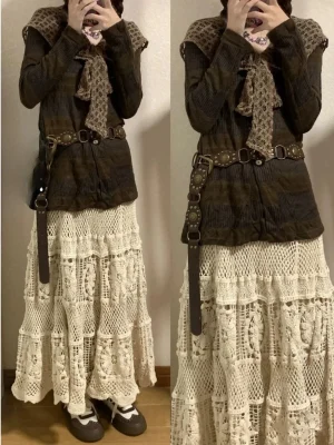 Women’s Mid-Length Boho Knit Skirt