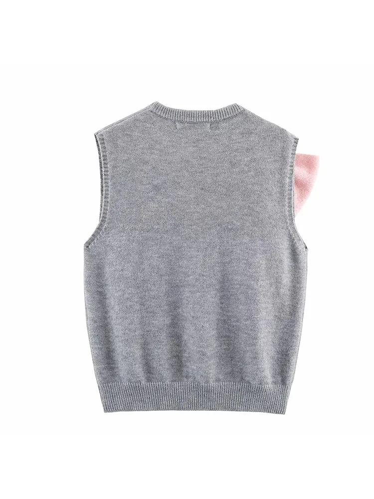 Women’s Bow Knit Vest Loose Fit Sleeveless Outerwear - Image 2