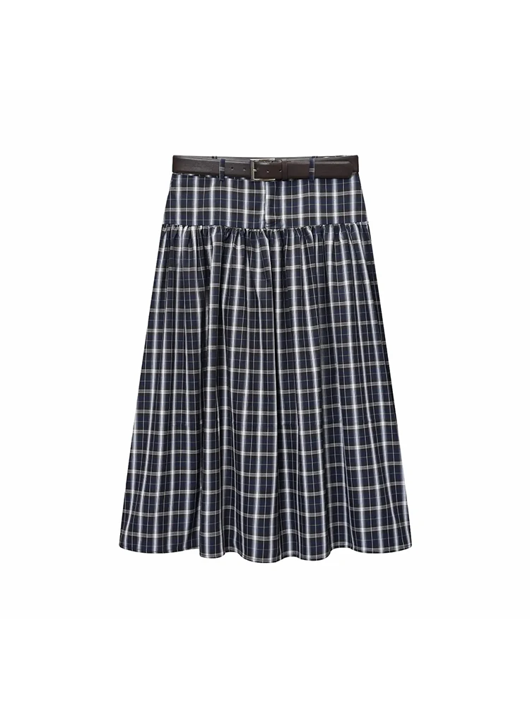 Women’s High-Waist Belted Plaid Dress - Image 2