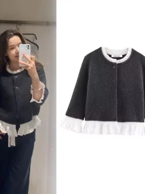 Spliced Patchwork Knit Cardigan Coat