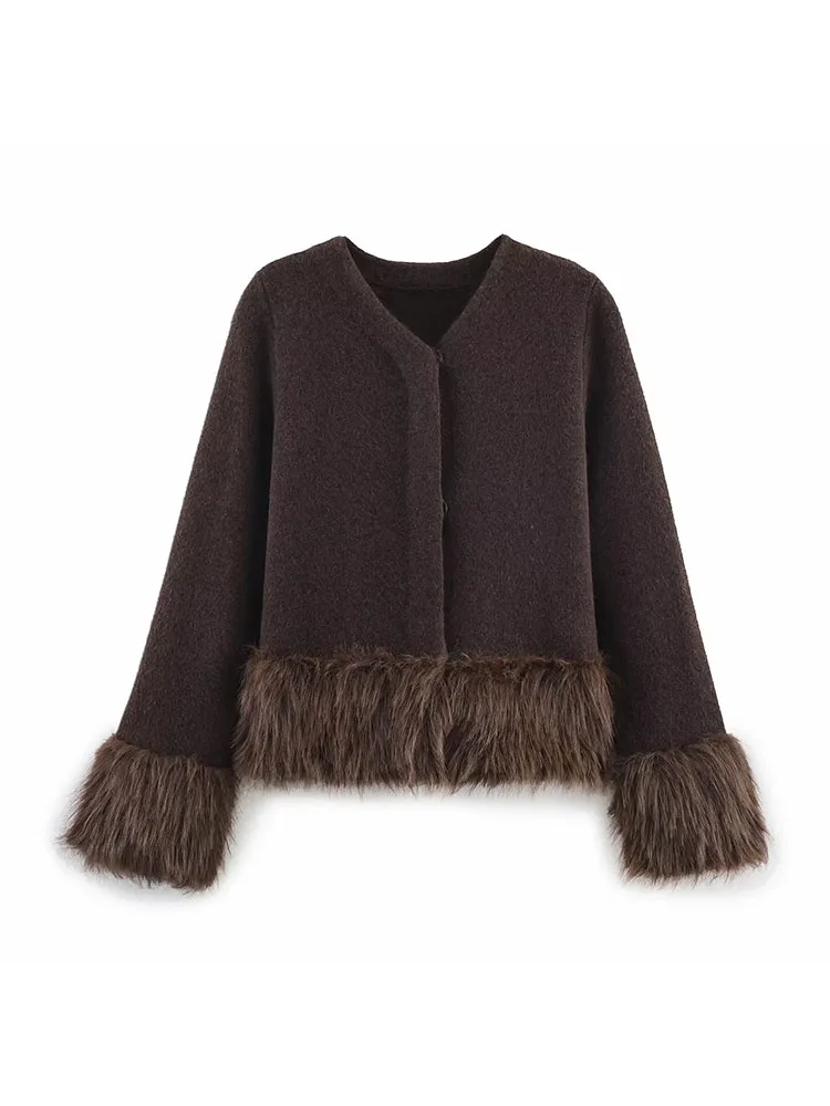 2025 Autumn Retro Spliced Knitted Cardigan - Image 2