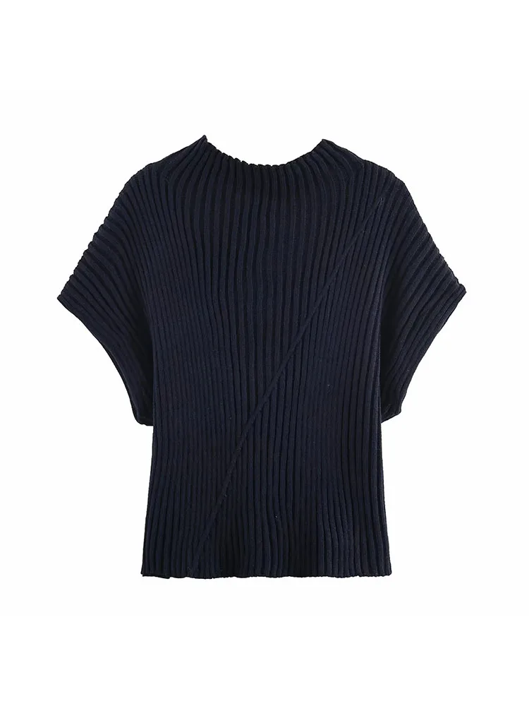 Women’s Solid Round Neck Short-Sleeve Sweater - Image 2