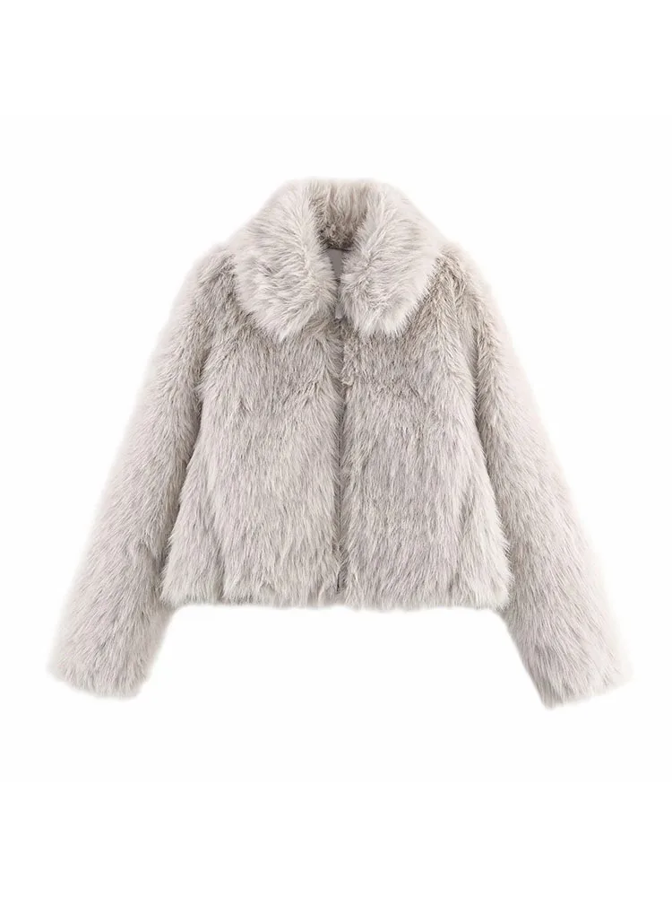 Women’s Lapel Long Sleeve Fur Jacket