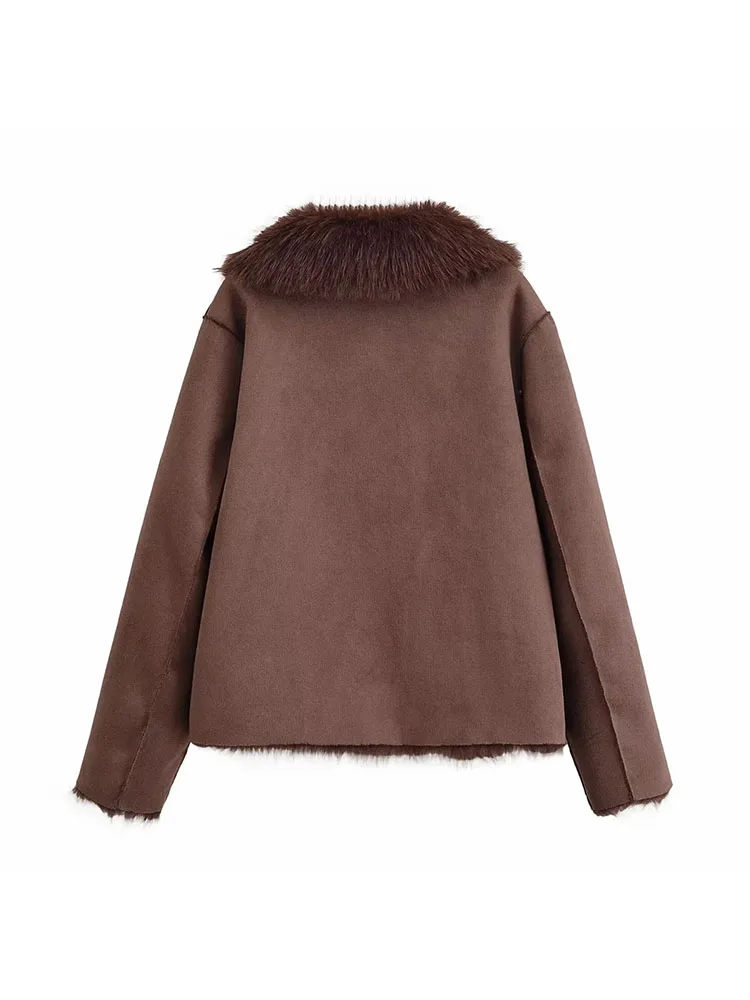 Autumn Winter Faux Fur Reversible Jacket Women - Image 4