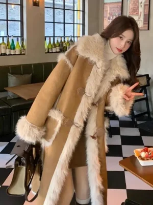 Luxury Thermal Shearling Coat with Eco Leather