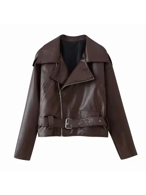 2025 Autumn Casual Loose Leather Jacket