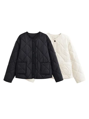 2025 Autumn Vintage Grid Cotton Padded Jacket