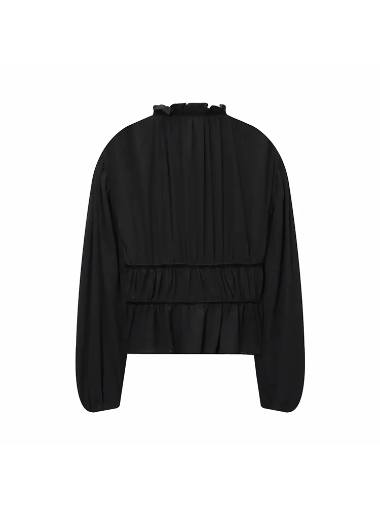 Women’s Retro Lace-Up Long Sleeve Shirt - Image 3