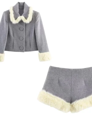 Women’s Chic Single-Breasted Top & Shorts