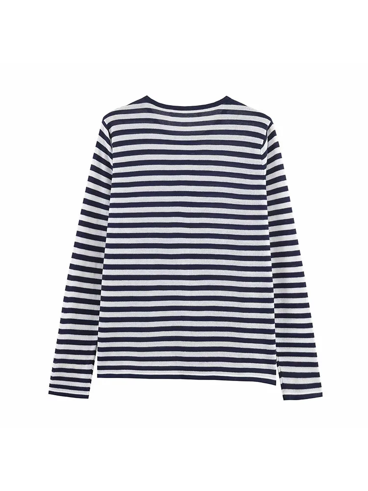 Women’s Striped Knitted Cardigan Sweater - Image 2