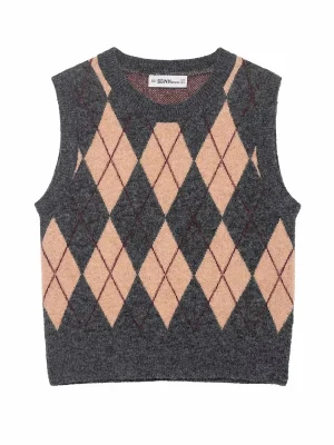 Women’s Vintage Plaid Knit Vest