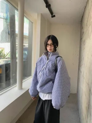 Women’s Thick Warm Striped Parka Korean Winter Down Jacket