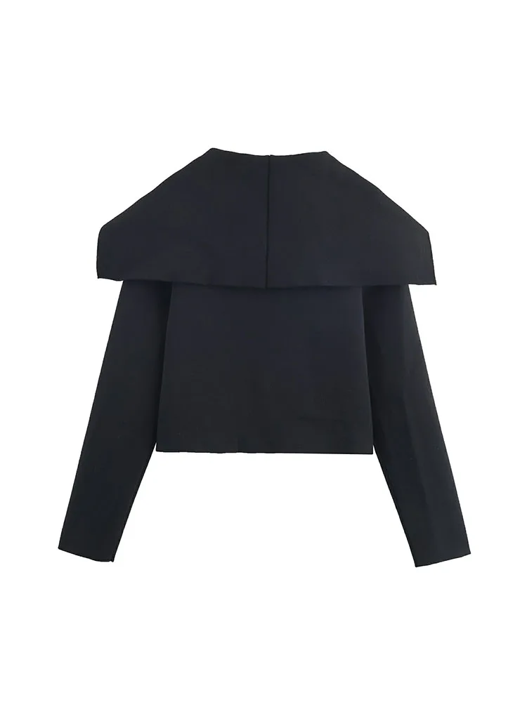 Women’s Double Breasted Knitted Short Coat - Image 2