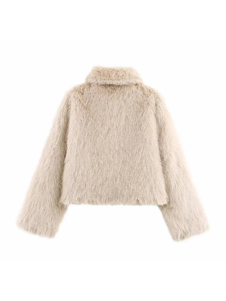 Women’s Faux Fur Zipper Jacket - Image 2
