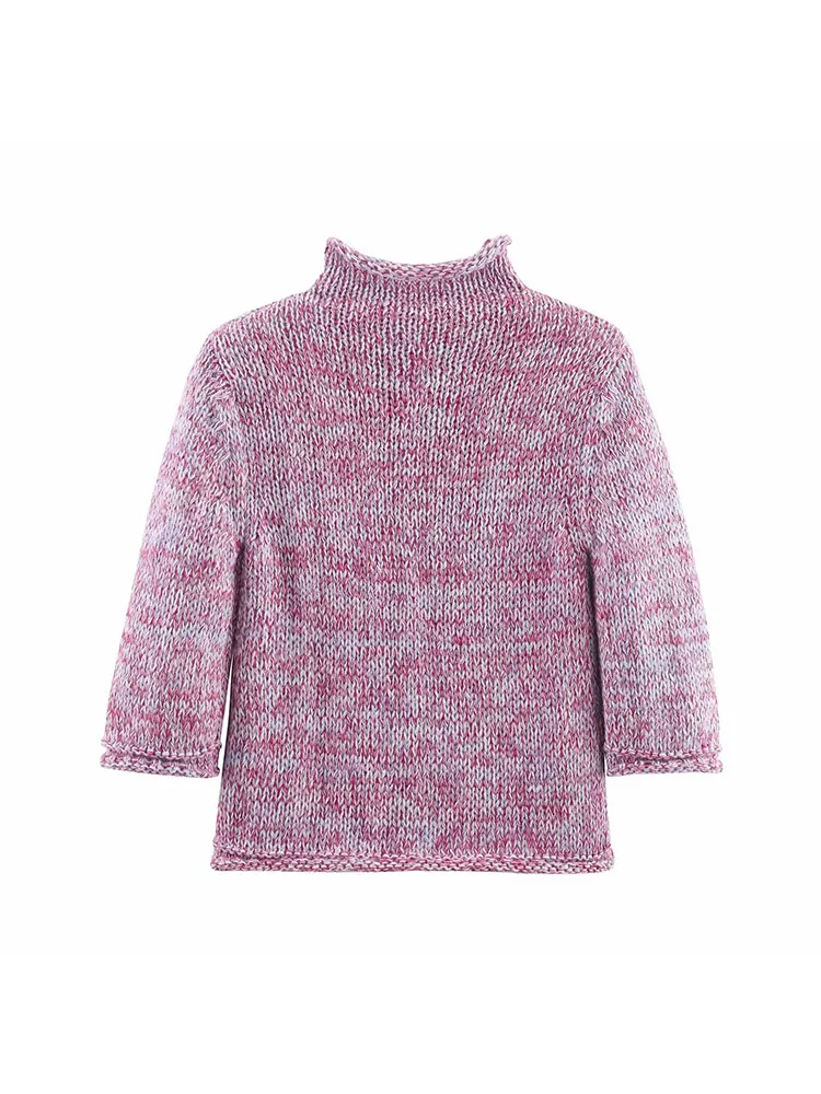 Autumn Winter Color-Block Short-Sleeve Sweater - Image 2