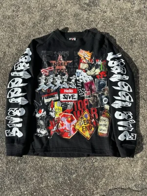 Multi-Graphic Printed Long Sleeve Tee