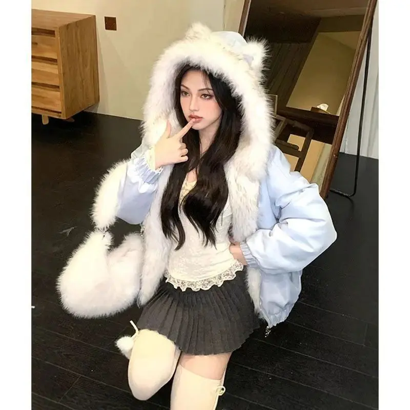 Fashionable Minimalist Zipper Hooded Cotton Jacket - Image 3