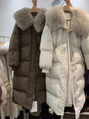 Slim Knee-Length Winter Puffer Coat for Women