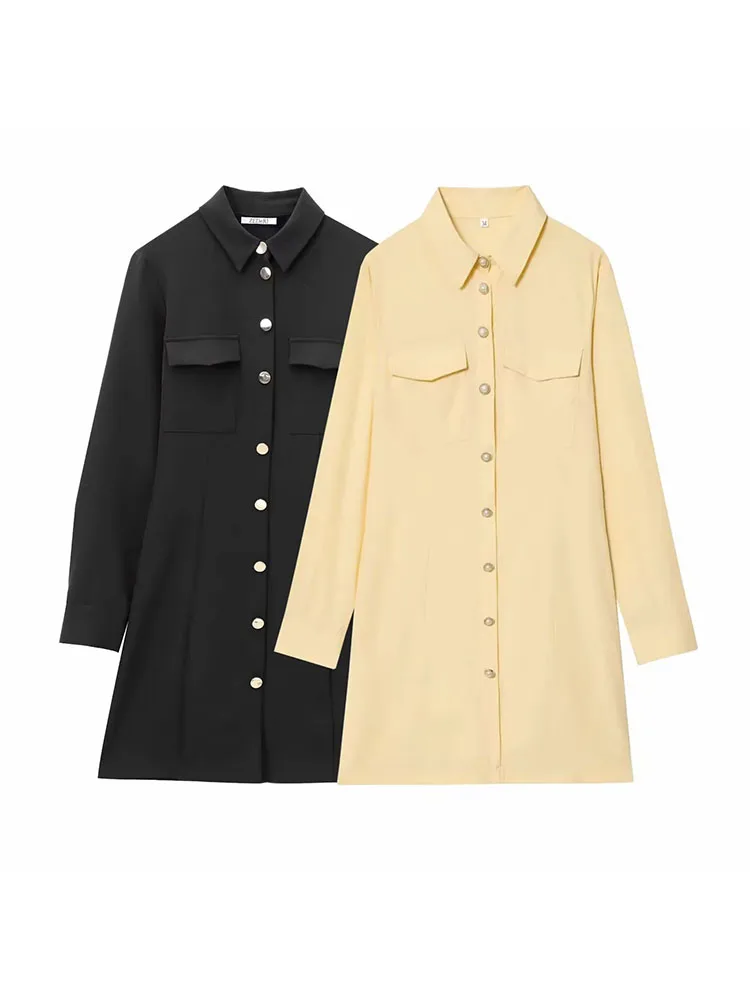 Women’s 2025 Elegant Turn-Down Collar Mini Dress