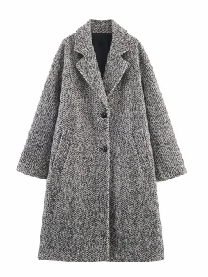 Autumn Winter Retro Long Coat Women