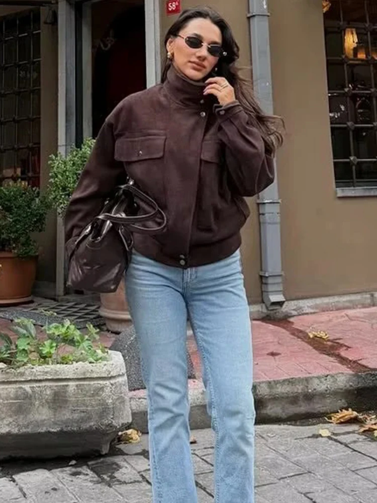 Women’s Minimalist Suede Short Jacket - Image 2