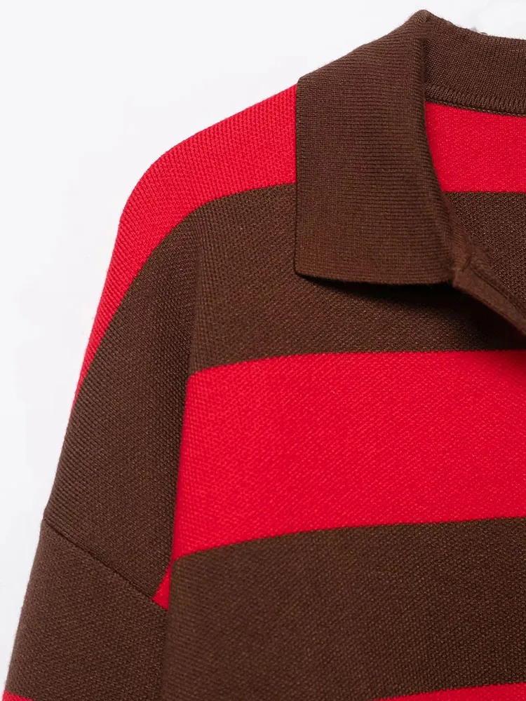 Autumn Winter Striped Knit Pullover - Image 5