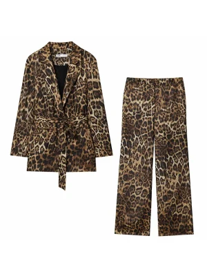 2025 Animal Print Two Piece Blazer Pants Set