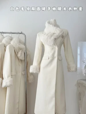 French Elegant Wool Blend Double-Breasted Coat