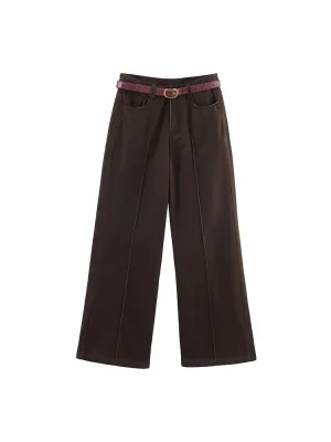 2025 Autumn Winter Thigh-Waist Pleated Jeans