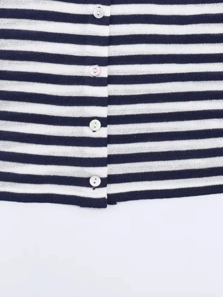 Women’s Striped Knitted Cardigan Sweater - Image 5