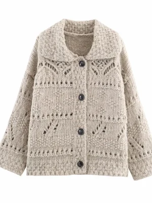 2025 Autumn Hollow-Out Cropped Knit Sweater