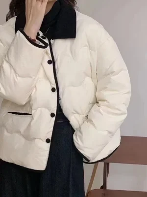 Korean Patchwork Short Parka Women Winter