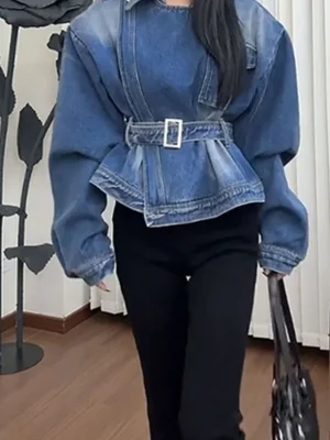 Corset Style Denim Utility Jacket Chic Spring Shacket