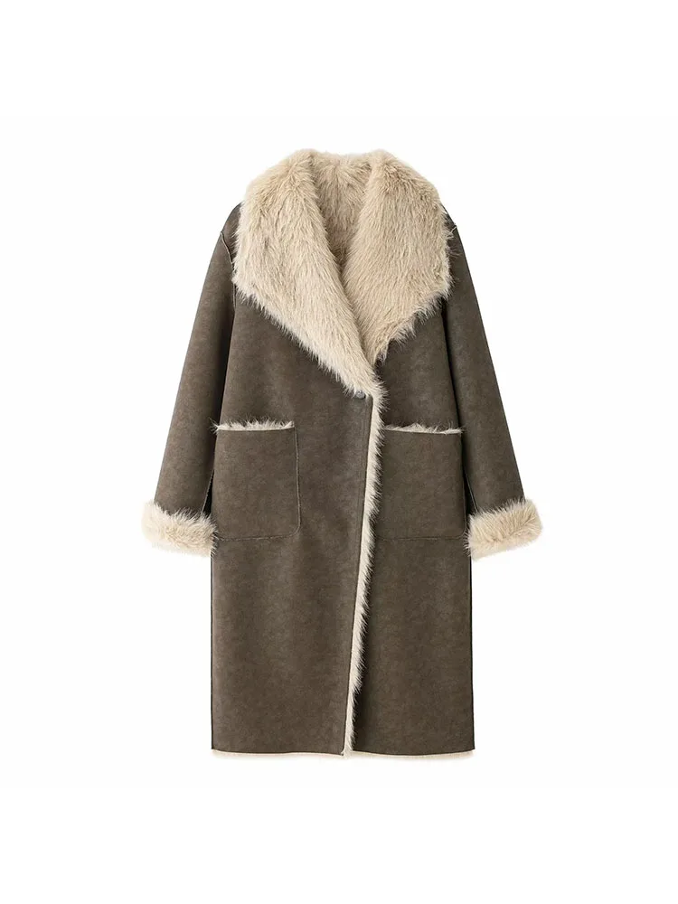 Women’s Multicolored Retro Plush Reversible Coat - Image 5