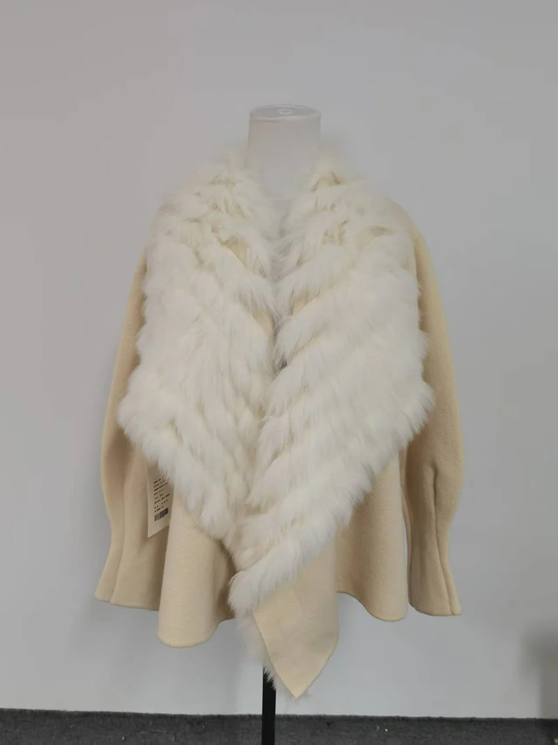 Faux Fur Trim Knit Coat for Women - Image 2