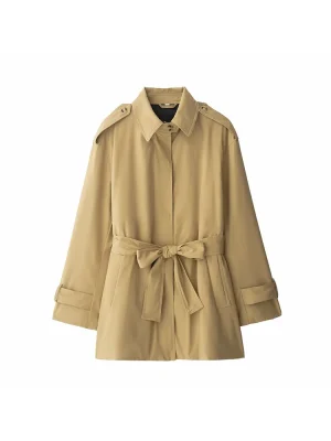Autumn Winter Belted Stand-Collar Mid-Length Coat