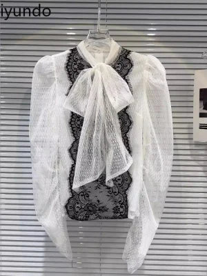 Elegant Vintage Lace Blouse for Autumn