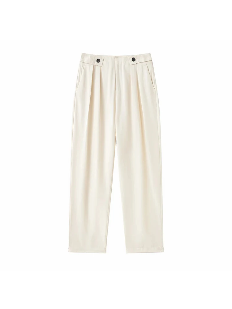 Women’s High Waist Pleated Wide Leg Zipper Pants