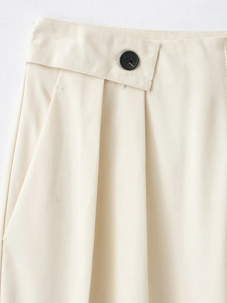 Women’s High Waist Pleated Wide Leg Zipper Pants - Image 4