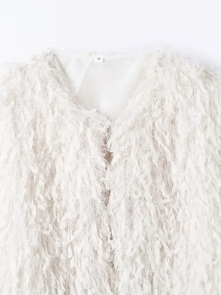 Women’s 2025 Feather-Trim Button-Up Coat - Image 6