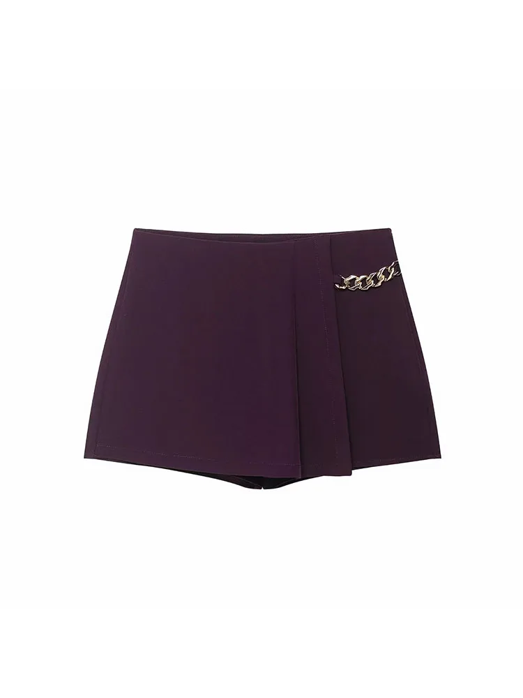 2025 Autumn High Waist Chain Zipper Skort - Image 2