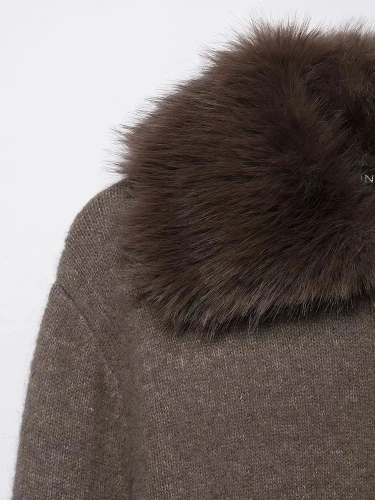 Autumn Winter Patchwork Faux Fur Cardigan - Image 4